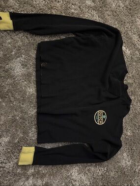 Dutch Bros Black Long-Sleeve Thermal Sweater with Yellow Cuffs